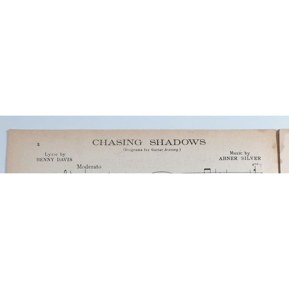 Vintage Sheet Music 1935 Chasing Shadows Voice Piano Guitar Easy Listening Song - Picture 3 of 6